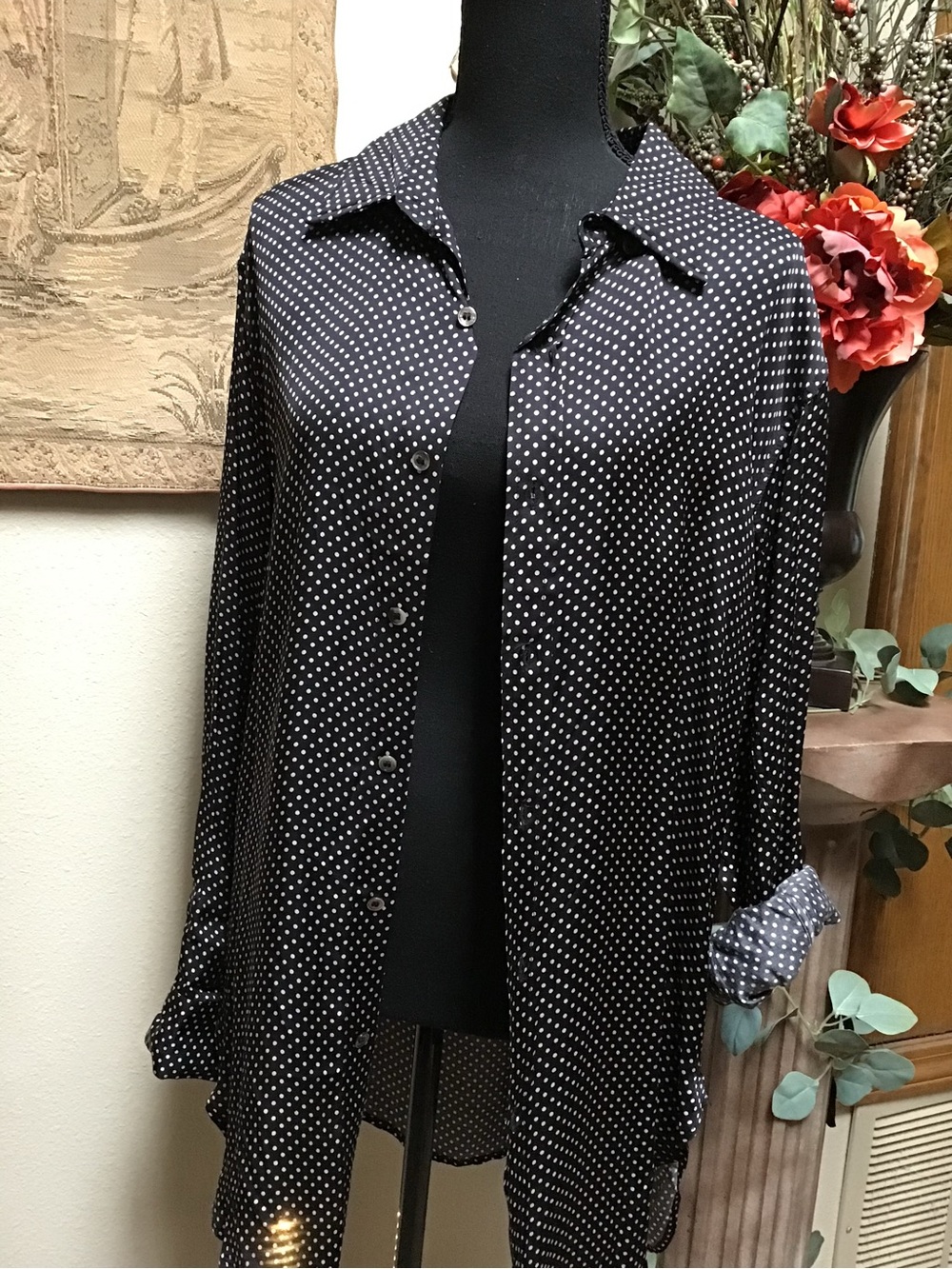 Capulet Black Polka Dot Blouse with White Dots
